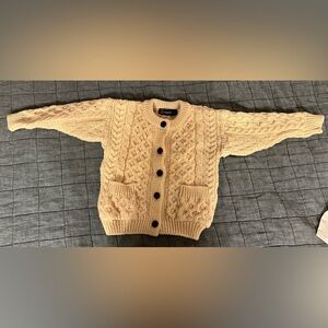 British Wool Naturally - Beige Cable Knit Cardigan Size 1 to 2 year old